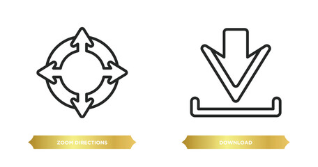 two editable outline icons from arrows concept. thin line icons such as zoom directions, download vector.