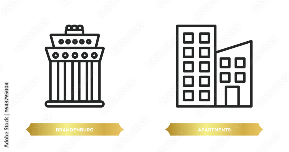 Aufkleber two editable outline icons from architecture and travel concept. thin line icons such as brandenburg