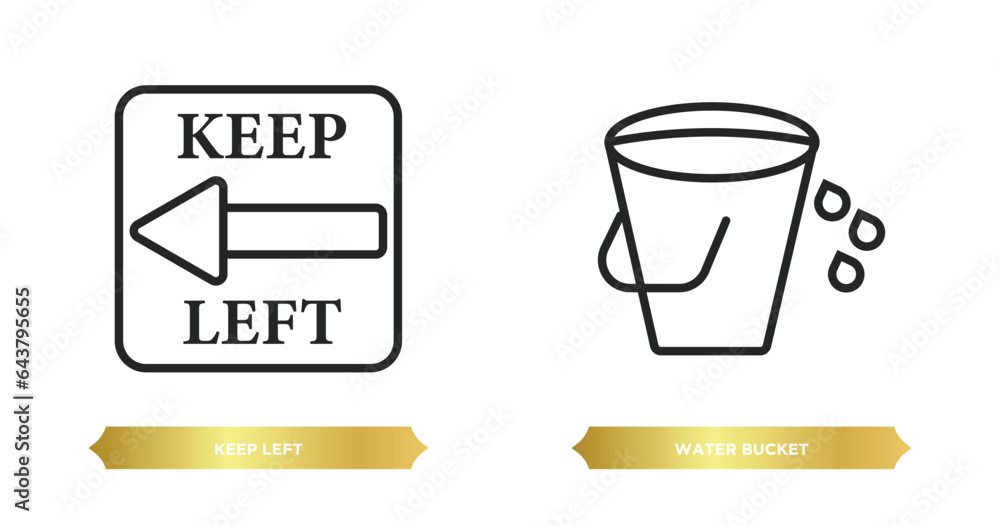 Aufkleber two editable outline icons from alert concept. thin line icons such as keep left, water bucket vecto