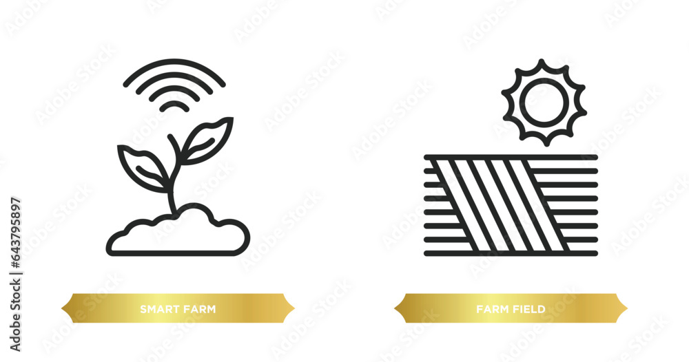 Wall mural two editable outline icons from agriculture farming concept. thin line icons such as smart farm, far