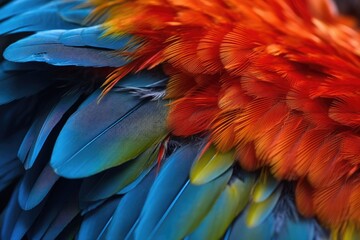 Obraz premium macro shot of parrots feathers during preening process
