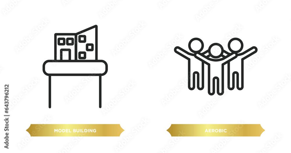 Poster two editable outline icons from activity and hobbies concept. thin line icons such as model building