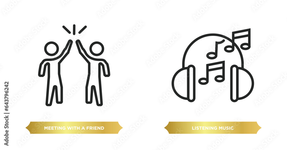 Aufkleber two editable outline icons from activity and hobbies concept. thin line icons such as meeting with a