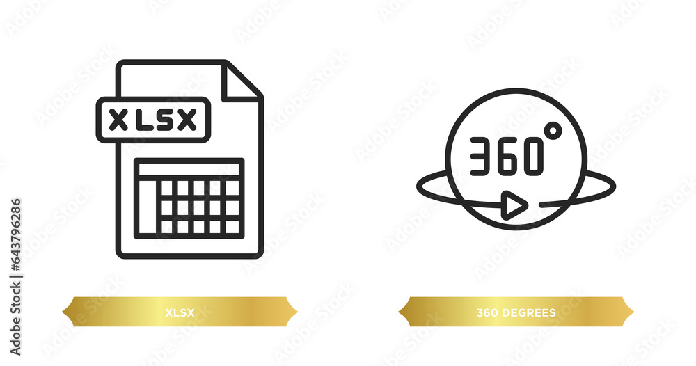 Poster two editable outline icons from artificial intelligence concept. thin line icons such as xlsx, 360 d