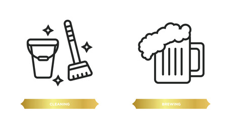 two editable outline icons from activity and hobbies concept. thin line icons such as cleaning, brewing vector.