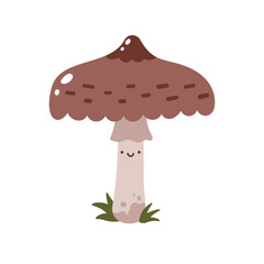 Vector character of cute mushroom. Illustration isolated on white background