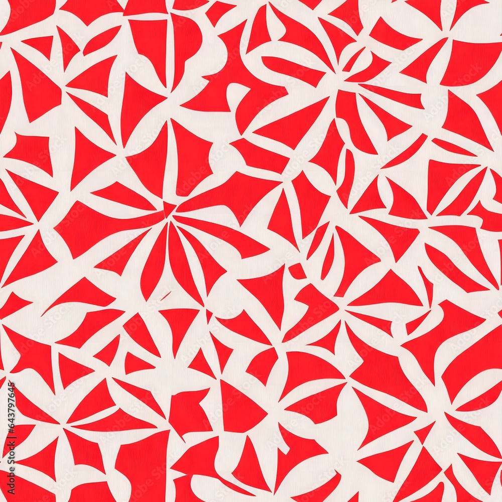 Poster abstract white and red shape pattern, generative ai