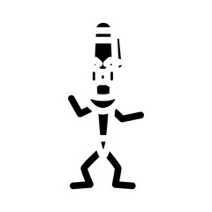 cute pen character glyph icon vector. cute pen character sign. isolated symbol illustration