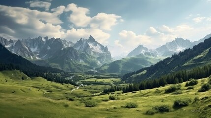 Fototapeta na wymiar Stunning mountain landscape with clouds