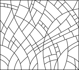 Vector sketch of a stained glass window. Vintage pattern. Abstract stained glass background. Art Nouveau decor for interior. Luxury modern interior. Template for design. Fence. Iron railing.