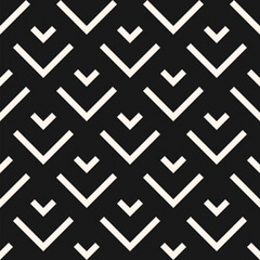 Vector geometric seamless pattern with squares, rhombuses, lines, arrows, grid. Simple abstract black and white graphic ornament. Modern minimal monochrome background texture. Repeat dark geo design