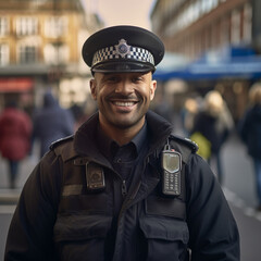 Smiling british police officer