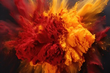 red and yellow powder dyes creating a fiery explosion effect