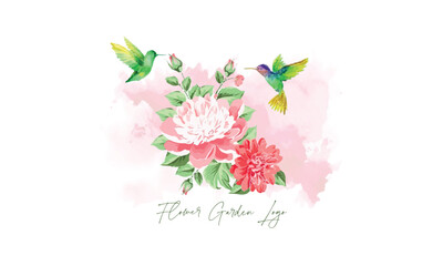 watercolor flower garden logo, floral logo, floral, watercolor flower, floral art
