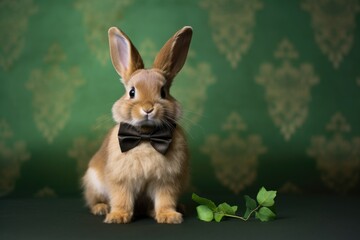 Fototapeta premium rabbit sitting with a miniature bow tie