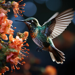tiny hummingbird exotic rainforest nectar shine buzz
