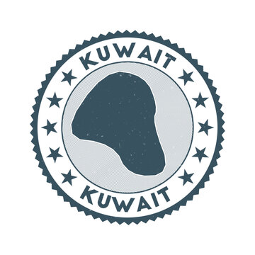 Kuwait emblem. Country round stamp with shape of Kuwait, isolines and round text. Astonishing badge. Trendy vector illustration.