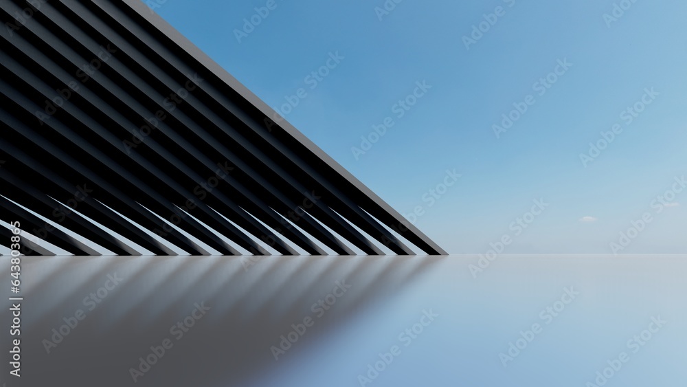 Poster 3d render abstract architecture background building geometric shape