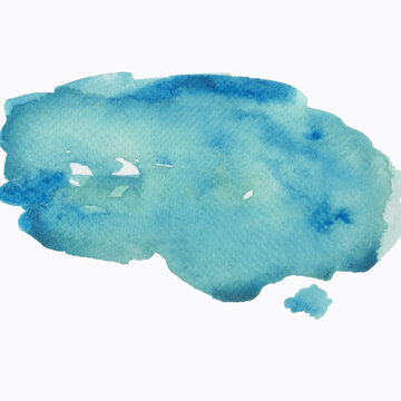 Abstract blue watercolor blotch on white background For the design and decoration of backgrounds, banners, flyers, invitations.