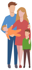 Obraz premium Stay at home with family. Call people to comply quarantine against virus. illustration.