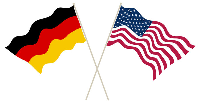 Flag of USA and Germany together. A symbol of friendship and cooperation of states.  illustration.
