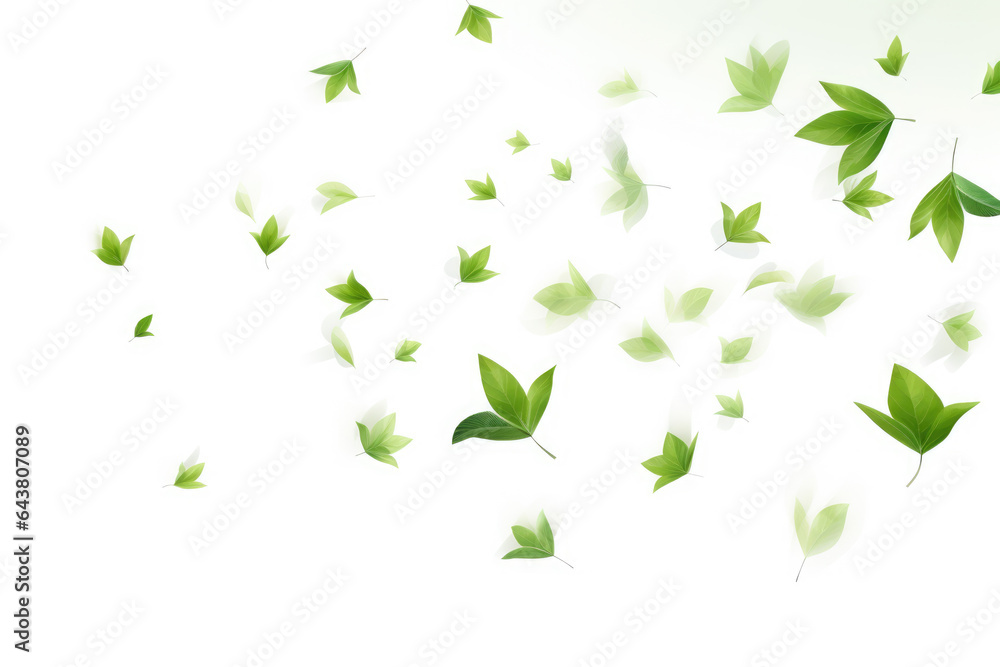 Aufkleber captivating image of bunch of green leaves floating in air. perfect for adding touch of nature and m