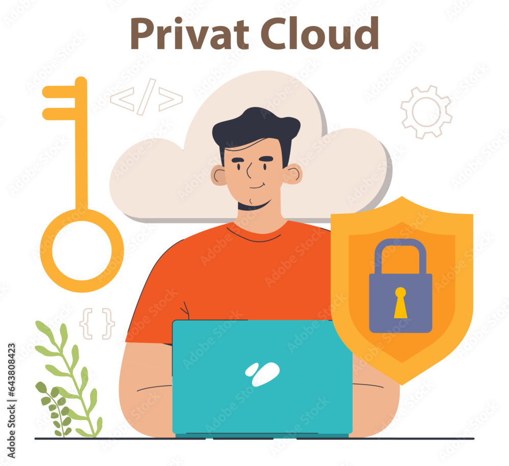 Poster private cloud. big data storage and exchange. cloud computing, hosting