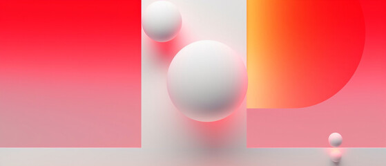 Futurystyczne gradientowe tło 3d - render. Geometryczne kształty z gradientem i czerwonym światłem pod baner