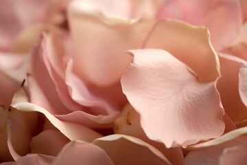Close up of delicate pink rose petals. Generative AI