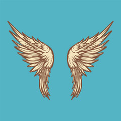 Vector Wings Icon. Vintage Angel Wings Icon, Design Template, Clipart. Cupid, Angel or Bird Wings. Vector illustration