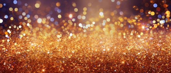 Złote brokatowe tło - Sylwester, Nowy rok, karnawał. Błyszczące luksusowe drobinki - obrazy, fototapety, plakaty
