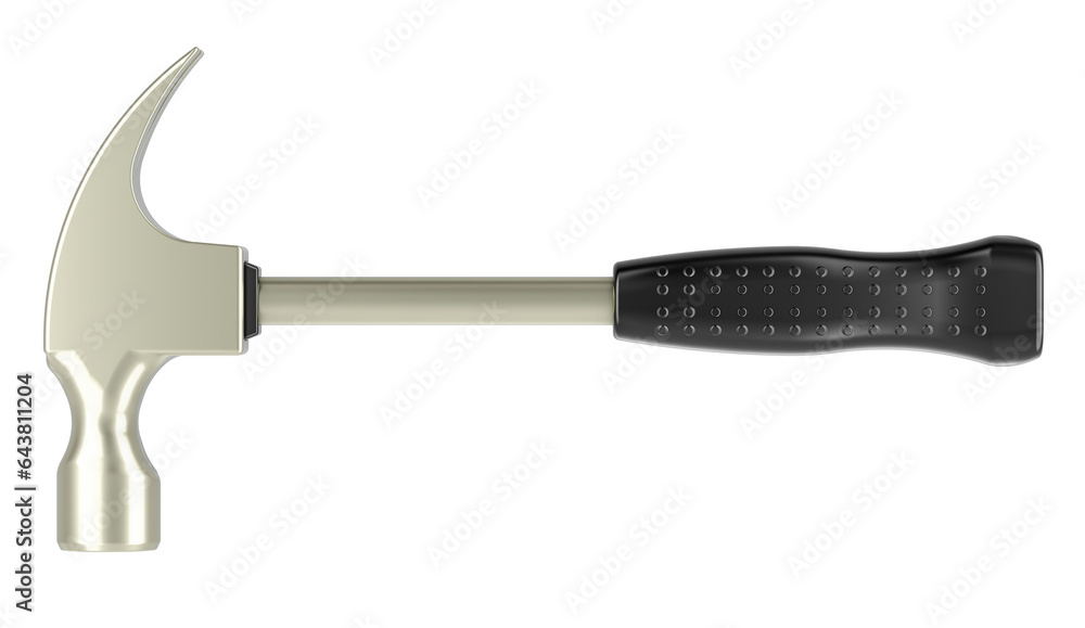 Poster claw hammer, side view. 3d rendering isolated on transparent background