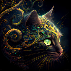 Forest Cat with fractals © Julian