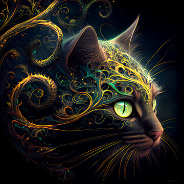 Forest Cat with fractals