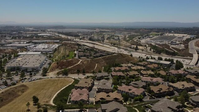 Aerial View of Traffic on Interstate 5 Freeway, Sylmar, Los Angeles County