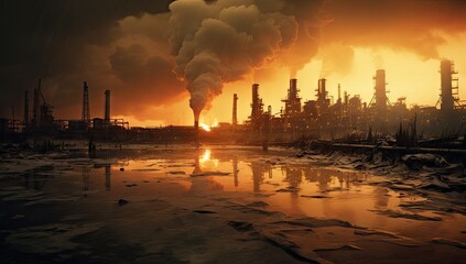 a refinery with smoke streaming out Generative AI