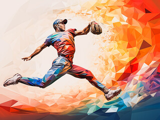 Obraz premium Silhouette of a baseball pitcher throwing the ball. Sports concept, American game. Generative AI