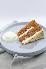 piece of carrot cake on a plate