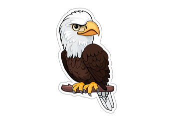 Cute Vector cartoon bald eagle sticker