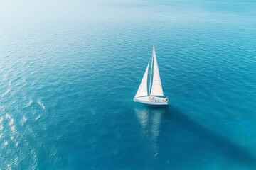 aerial view photograph of sailing yacht in a blue ocean