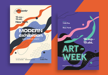 Modern Exhibition Posters with Abstract Shapes