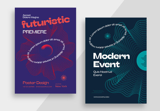 Futuristic Poster Layout with Abstract Shapes