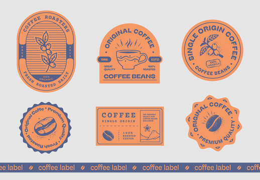 Vintage Coffee Labels Set