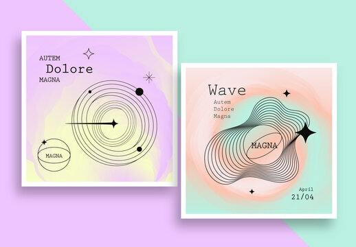 Abstract Geometric Post Layout with Pastel Color Accents