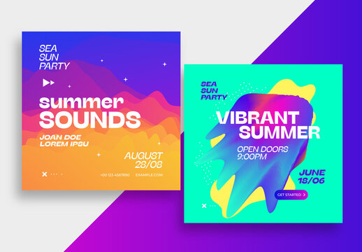 Abstract Social Media Layout Set with Vibrant Gradient