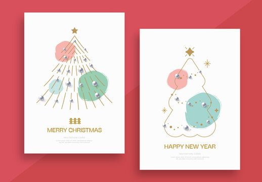 Christmas Trees Greeting Cards Layout