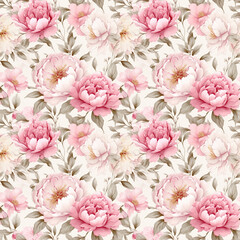 Watercolor pink roses on pastel background seamless pattern