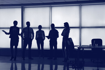 Fototapeta na wymiar Silhouette of business consultants working in office