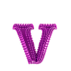 Small spheres on the purple symbol. letter v