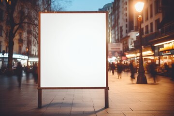 Advertising Opportunity: Empty Billboard in Busy Street Scene
